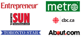 read about us in Entrepreneur Magazine, Metro, Toronto Sun, CBC.ca, Toronto Star, About.com
